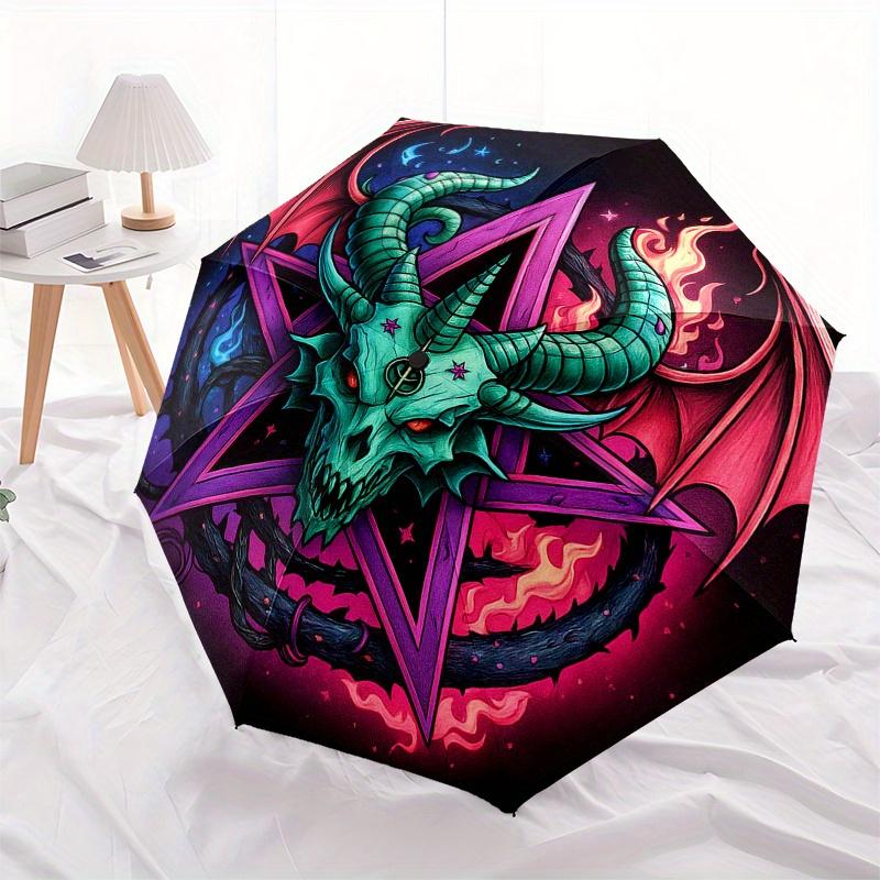 Неоновая Арт-Печать 'Пентаграмма Дракона', Зонт, Портативный 3-Складной Зонт для Мужчин и Женщин, Рождественский Подарок ES335