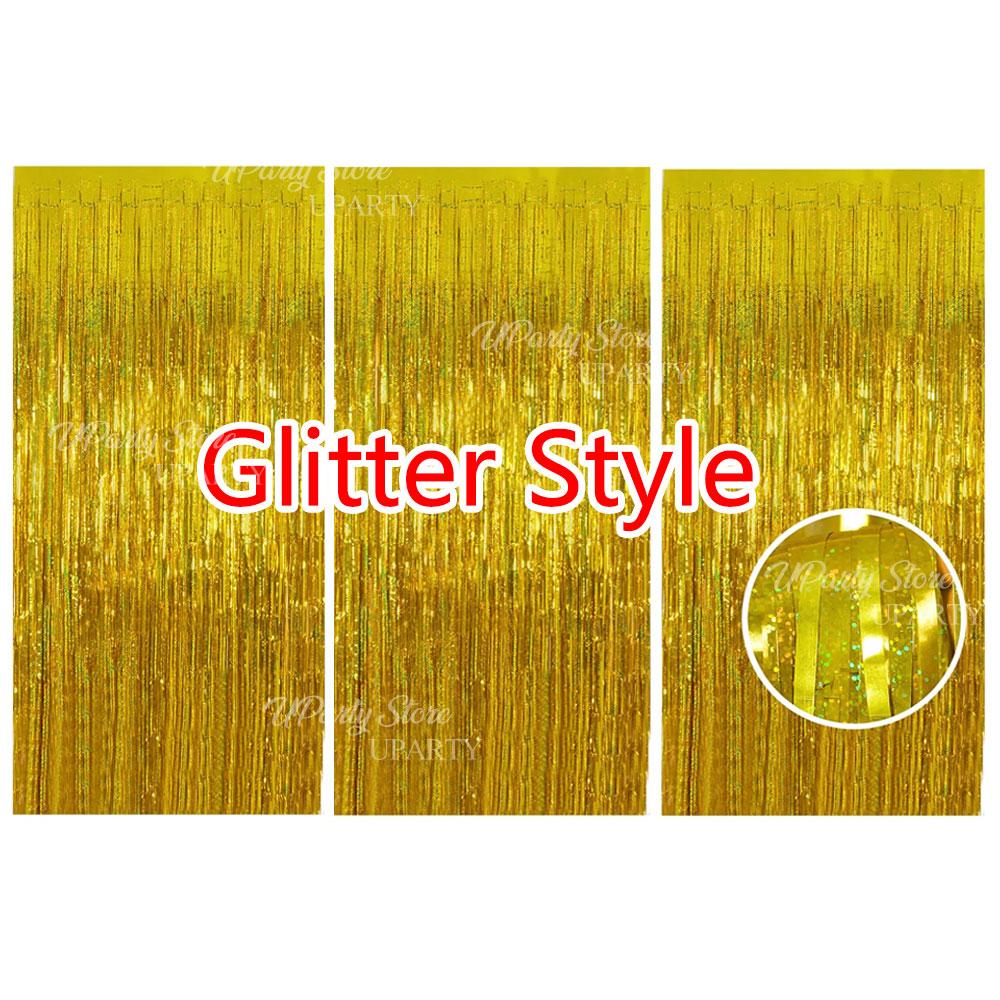 3Pcs Silver Foil Fringe Curtains 10 Colors Metallic Rose Gold Tinsel Streamer Curtains for Birthday Wedding Party Backdrop Decor
