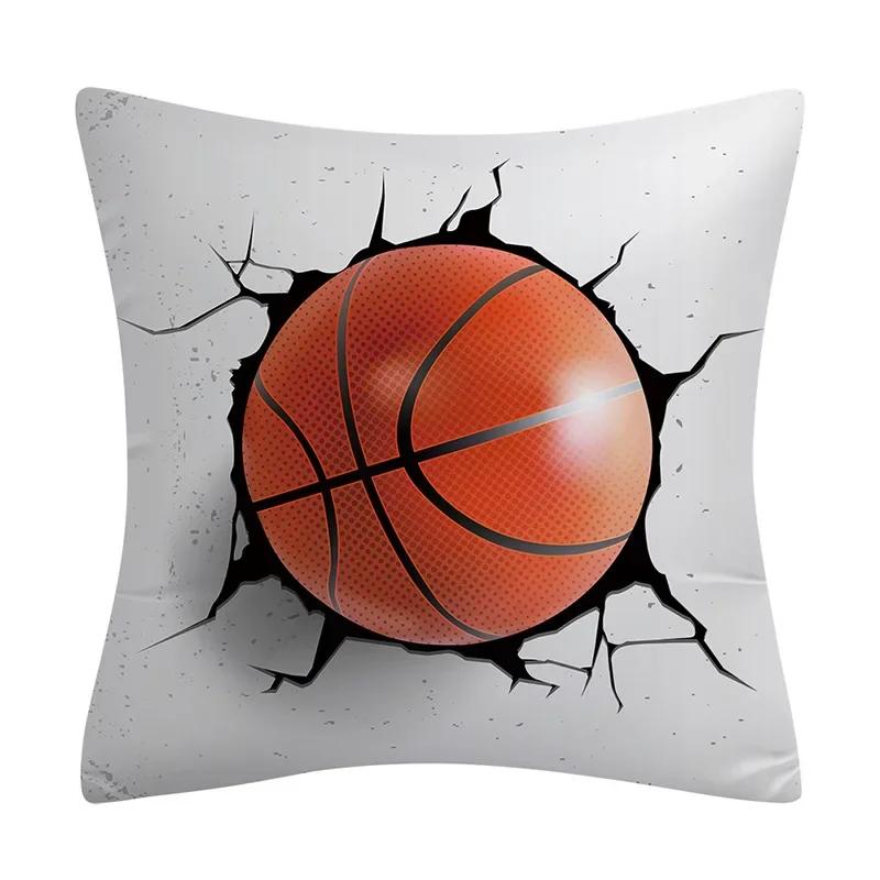 Football Basketball Rugby Double-Sided Printed Pillow Cover Short Plush Suitable Living Rooms Bedrooms Sofas Throw Cushion Cover