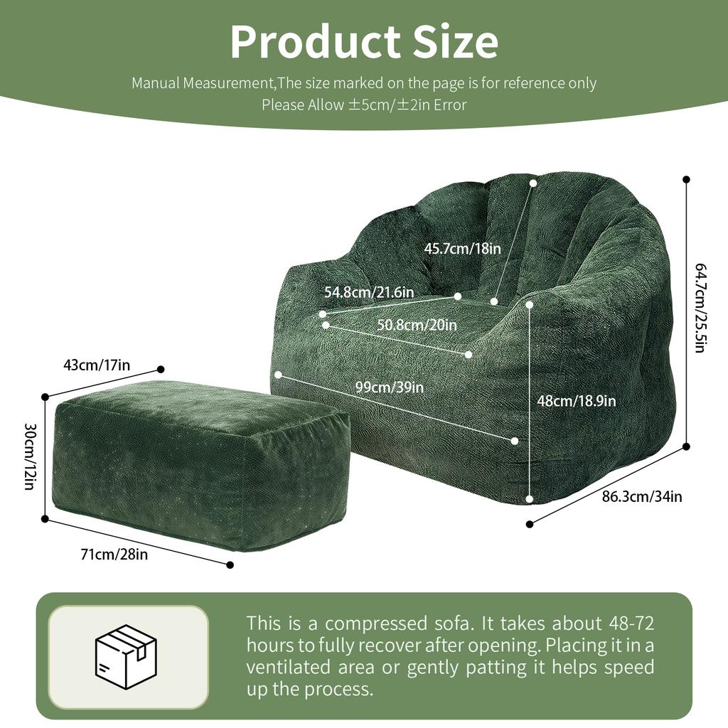 Bear Paw Single Sofa with Ottoman– Elevate Your Relaxation Space