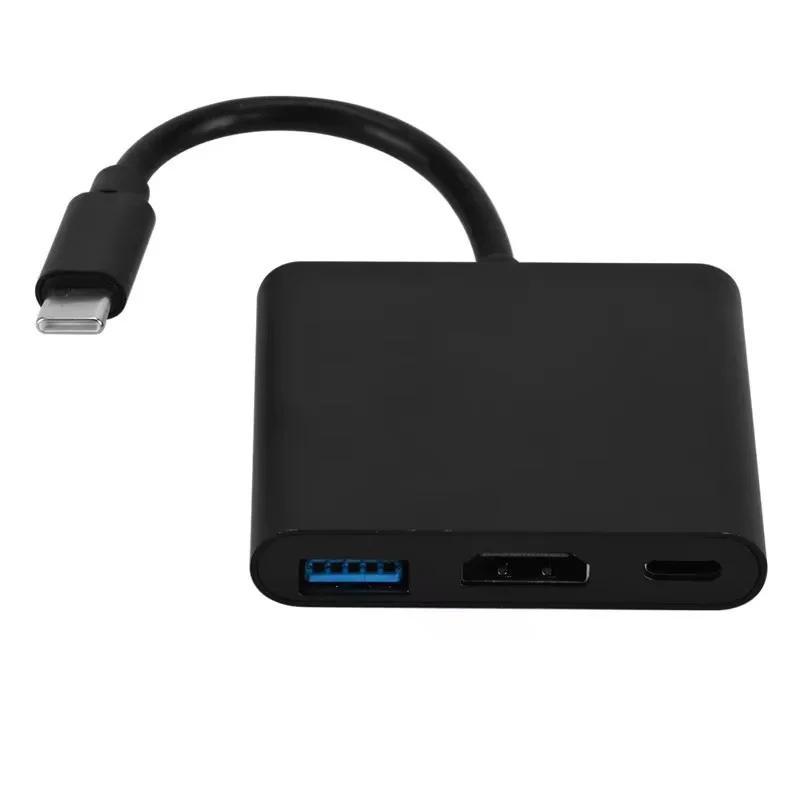 Кабель-конвертер 4K 1080P Type C в HDMI-совместимый/ USB 3.0/ Type C 3 в 1 Thunderbolt 3 Переходник-кабель для переключения на HDMI-совместимый