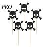 Halloween Baking Supplies 8 Pcs Glitter Cupcake Picks, Spooky Black Skull Durable Cake Topper Toppers, Gothic Birthday Party Decoration for