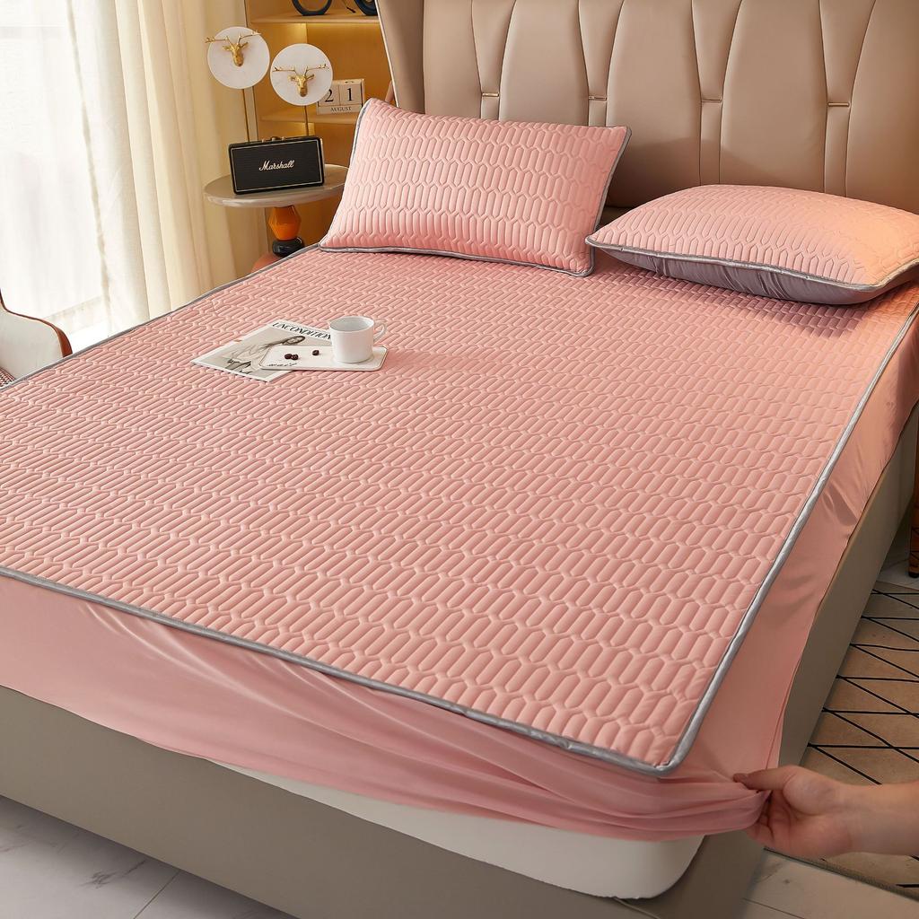 3PC Summer Latex Bed Sheet Summer Mat Ice Silk All-inclusive Mattress Protective Cover Ice Silk Bedspread