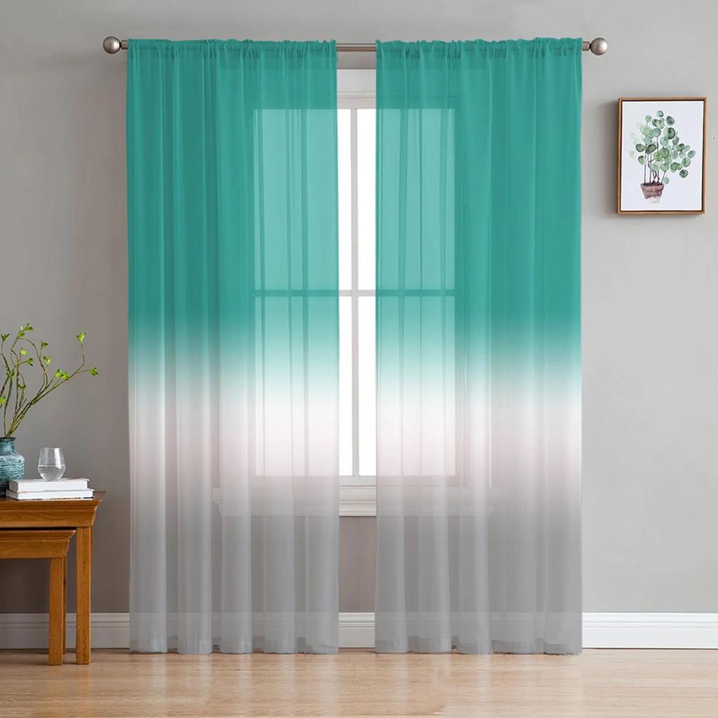 Розово-серые градиентные тюлевые шторы для гостиной, спальни, вуаль, украшение для дома, прозрачная занавеска для балконной двери