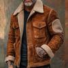 Men's Suede Color-matching Winter Jacket Multi-pocket Zipper Coat