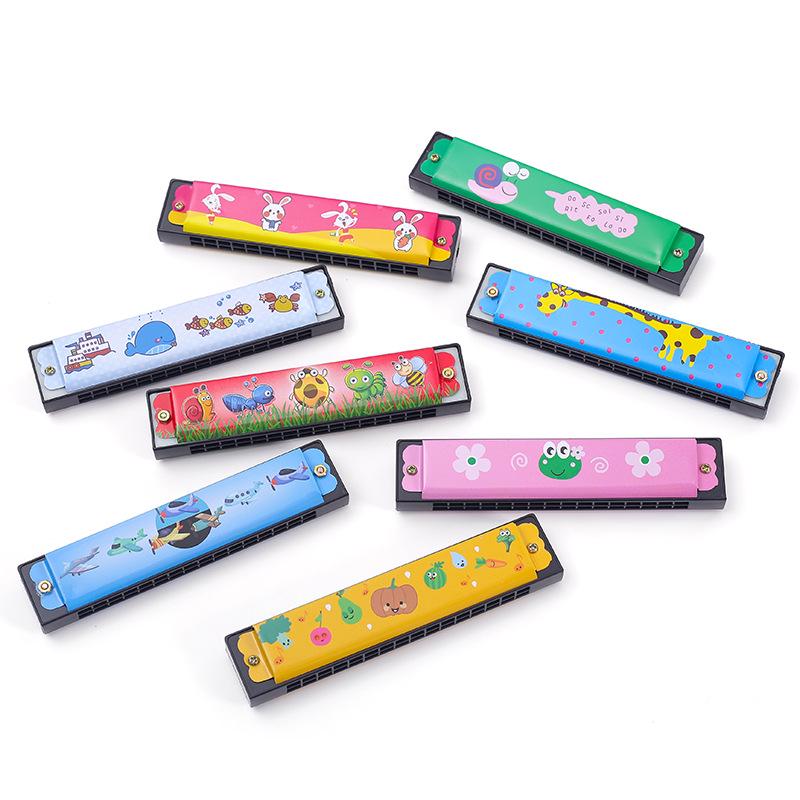 16-Hole Cartoon Tin Harmonica: Double Row Musical Toy for Children's Music Interest