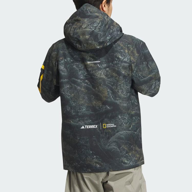 Adidas X National Geographic Allover Print Rain.Rdy Tie-Dye Уличный плащ Мужская верхняя одежда Серебристо-серый IS9511