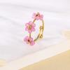 Colorful Flowers Open Ring Stainless Steel Finger Jewelry Fashion Flower Ring  For Women Girls
