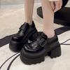 10Cm Platform Loafers Women's 2025 Spring New Small British Style Heightening Small Leather Shoes Muffin Shoes