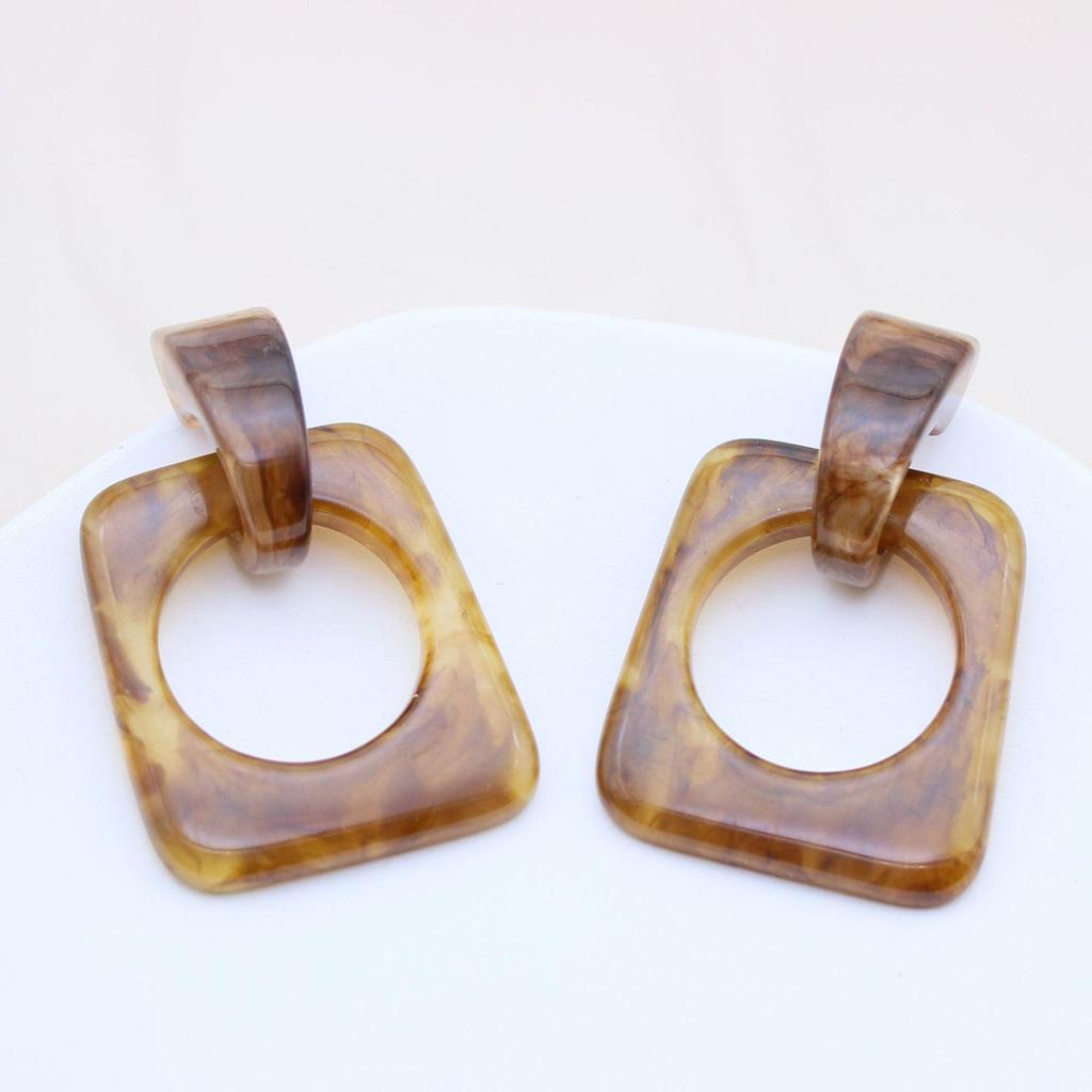 Европейские и американские ретро-серьги Maelard: Игла из серебра S925, Кофейный акрил