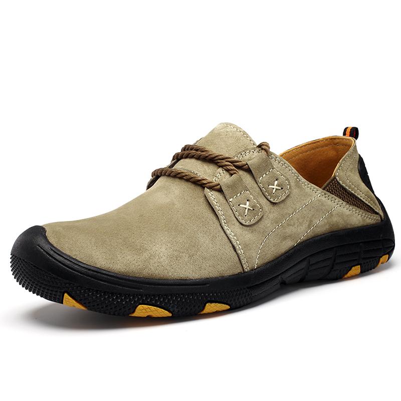 Genuine Leather Men's Hiking Shoes Casual Outdoor Trekking Walking Sneakers