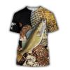 Retro Men's T-shirt, Outdoor Sports Short Sleeved T-shirt with 3D Fishing Print, Men's Casual T-shirt, Loose T-shirt, Men's Streetwear
