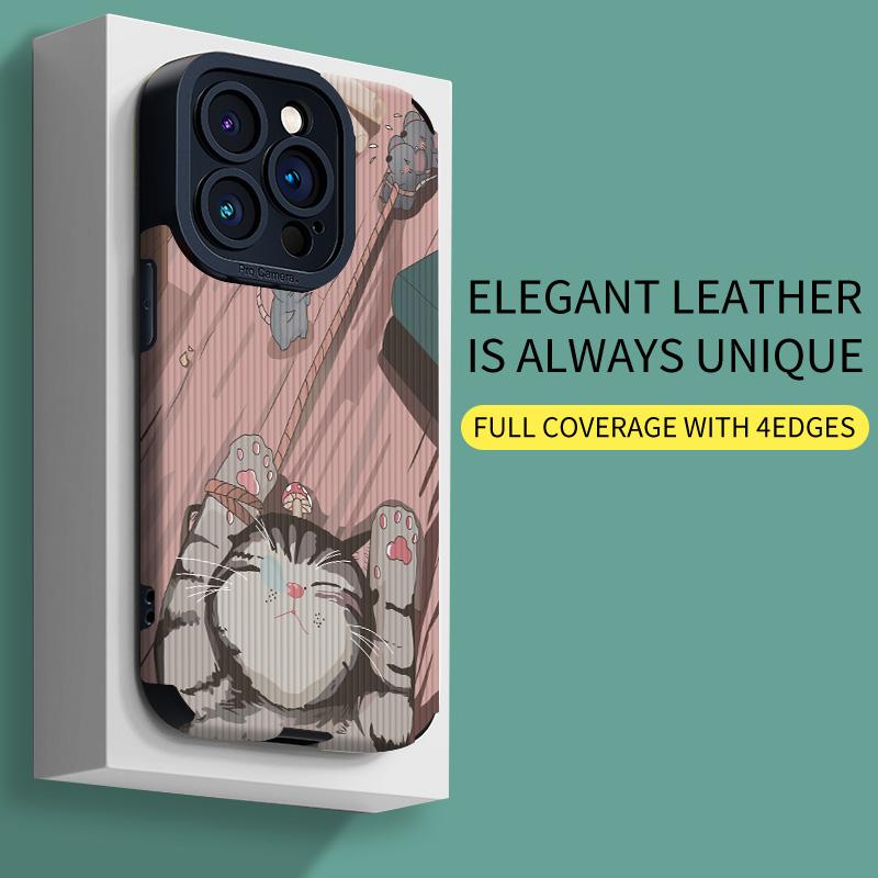 Персонализированный кожаный мягкий силиконовый чехол с милым котом и принтом для телефона, задняя крышка с объективом камеры, полная защита