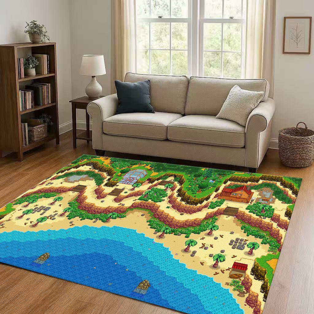 Retro Pixel Game Stardew Valley Farm Map living Room Non Slip Area Rug Soft Carpet for Bedroom Playroom Sofa,Home Decor Doormat