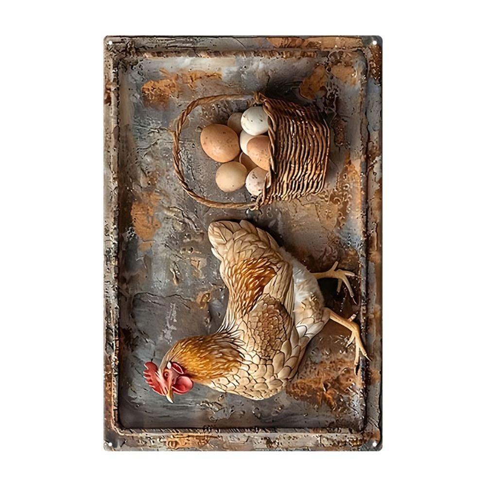 Металлический Плакат Курица Пасхальные Яйца Декор Кухни 20x30см