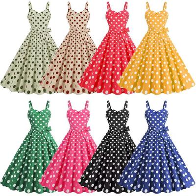 Трансграничное платье Барби в стиле ретро в горошек с сексуальным стилем на бретелях и драпировкой на груди