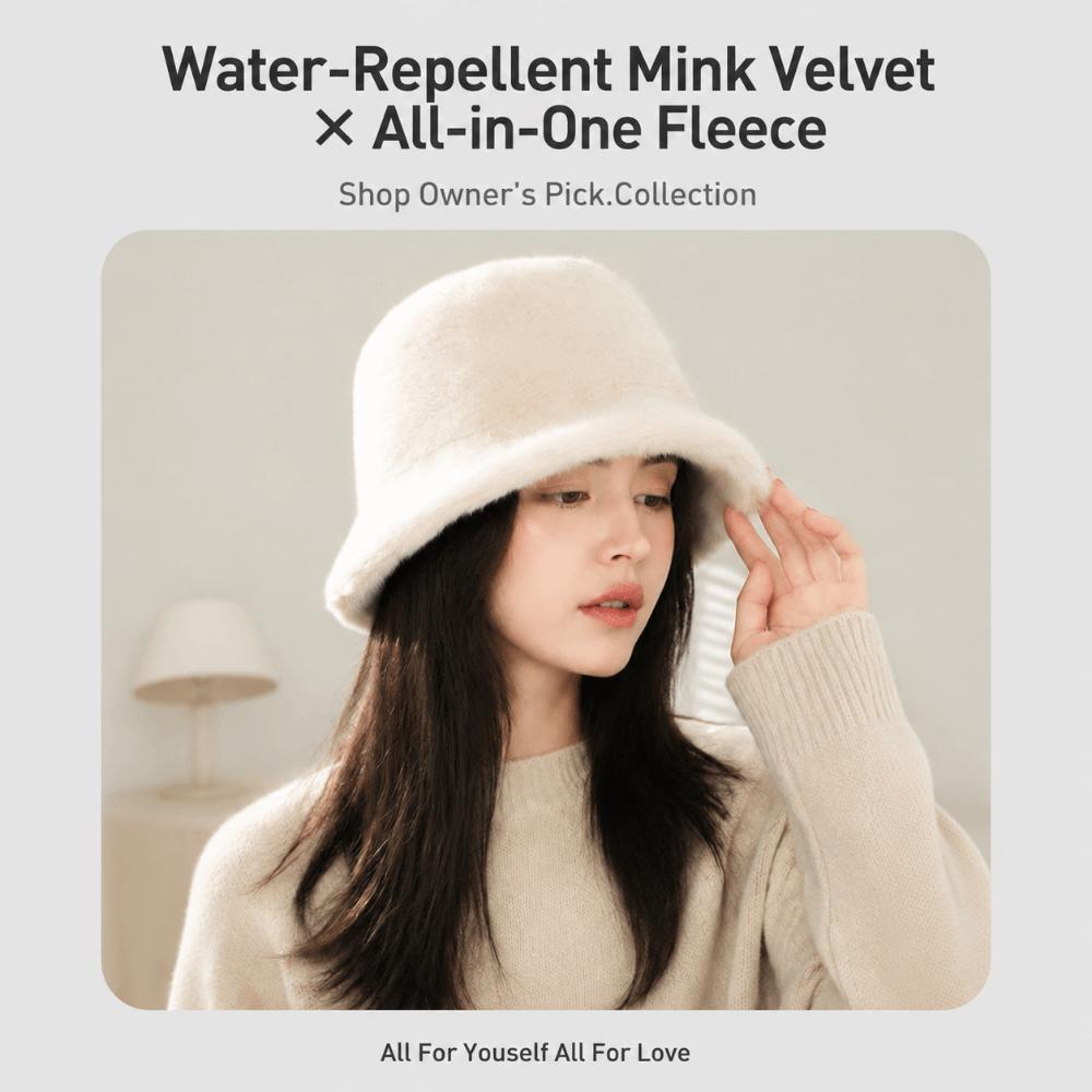 Faux Rabbit Fur Plush Bucket Hat Windproof Fisherman Cap Fashionable Panama Hat Women