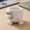 Cute Desktop Plant Container 3D Printed Character Succulent Planter, Sleepy Face Flower Pot with Office Desk Storage Organizer Pillow, Mini for Indoor