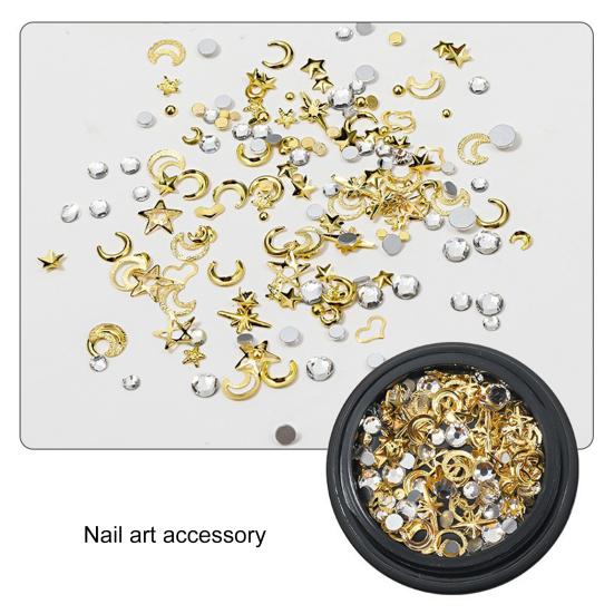 Yousheng 1 коробка DIY украшения для ногтей ажурные сплав звезда луна треугольник чешуйка 3D блестящие стразы подвески украшения для ногтей смешанные аксессуары