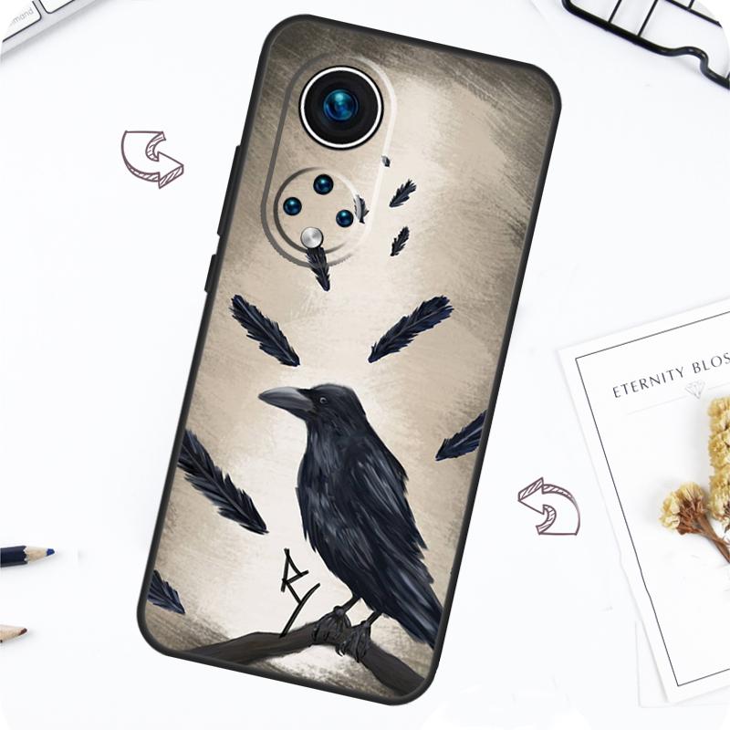 Чехол Ворон на Хэллоуин для Huawei P30 P20 P40 Lite P50 Pro P Smart 2021 Nova 5T Honor X8 X9 50 70 80
