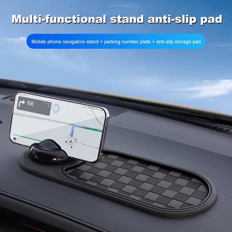 Car Dashboard Mat with Temporary Parking Numbe 360 Degree Rotating Car Phone Holder Multifunctional for Cell Phones Keys Glasses