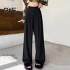 Women Long Pants Button Zipper Fly High Waist Office Lady Trousers with Pockets Solid Color Straight Wide Leg Suit Pants