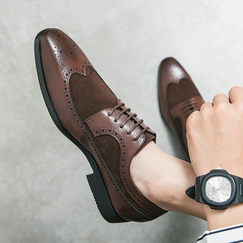 Мужские туфли-броги из кожи в стиле ретро, деловые туфли для офиса, смокинги, свадебные блейзеры, туфли-седла, большие размеры