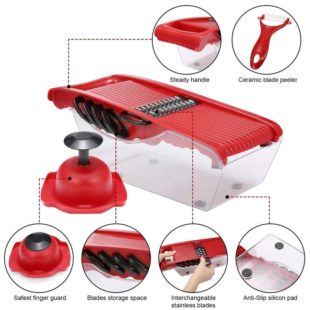 6 в 1 Мандолина-слайсер Многофункциональная овощерезка с контейнером Лукорезка Кубикорезка Овощная терка-слайсер для салата JT29