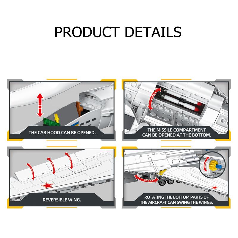 Non-Toxic Sembo Block Armed Fighter Jet Assemblage Building Blocks Kits Moc Military Stealth Aircraft Model Bricks Toy For Christmas Gifts