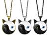 Женщины Тай Чи Инь Ян Cat Стеклянный кулон Ожерелье Свитер Цепь Ювелирный Подарок