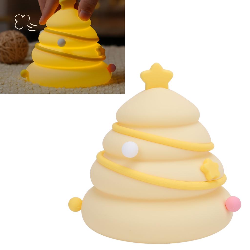 Xmas Tree Night Light Decor Silicone Cute Nursery Nightlight 3 Level Dimmable Rechargeable Bedside L