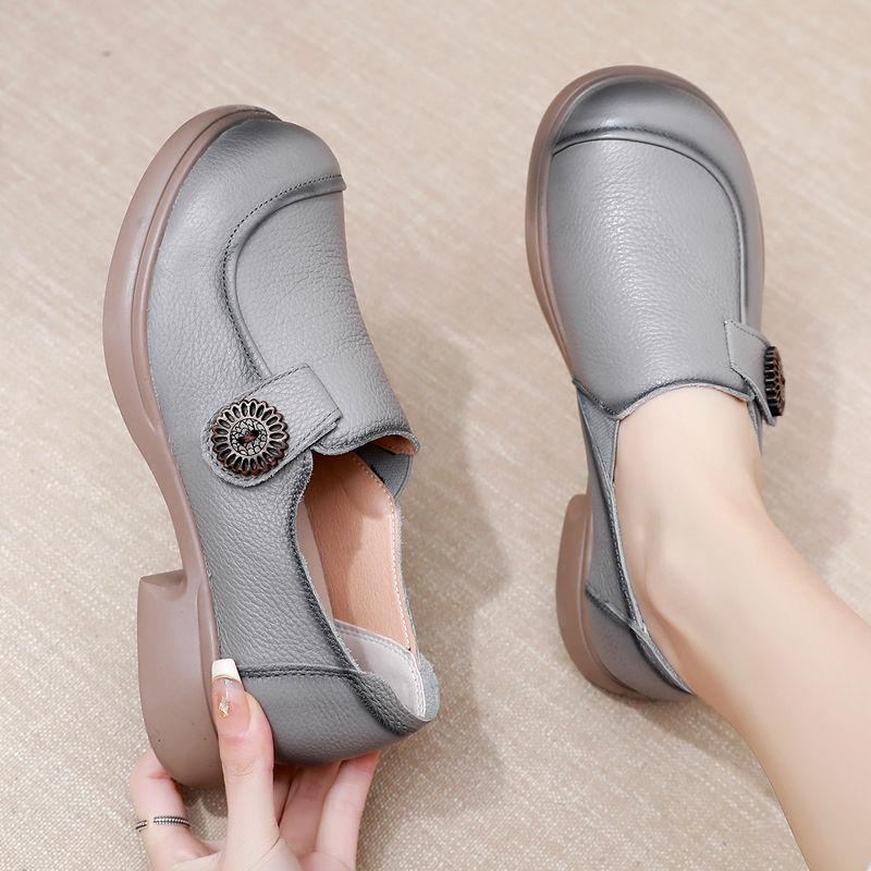 Женские балетки из коровьей кожи на низком каблуке, серые мокасины, женские шикарные туфли-лоферы без застежек, роскошные винтажные туфли высокого качества