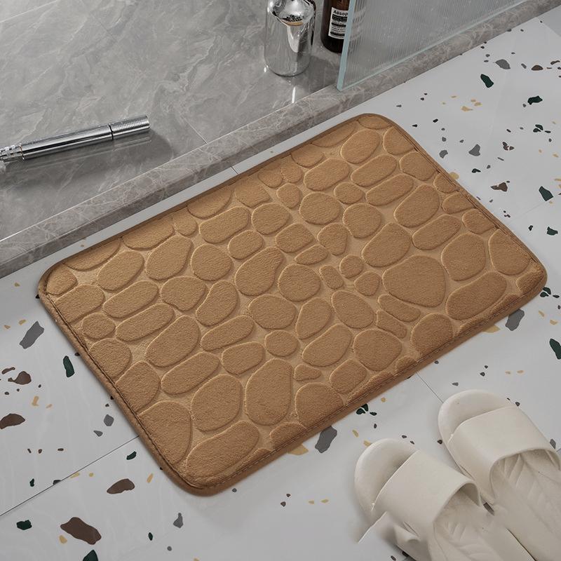 Бархатный ковер с тиснением из пены с эффектом памяти, нескользящий коврик для ванной комнаты, гостиной, напольный коврик из булыжника