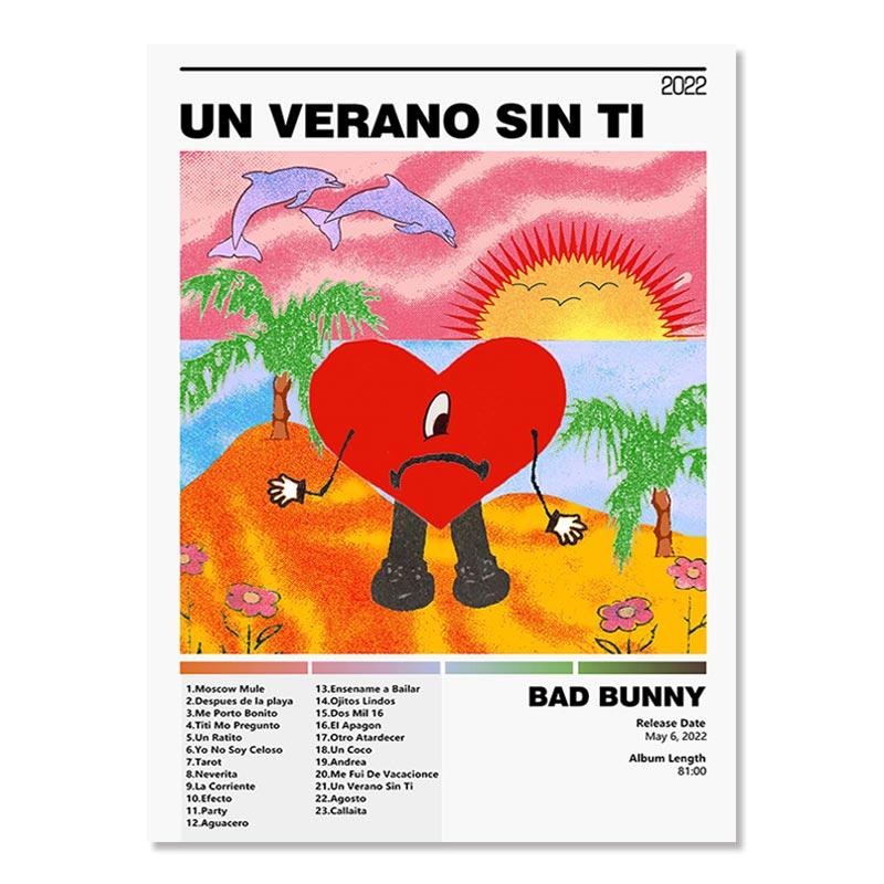 Bad Bunny Un Verano Sin Ti треклист музыкальный альбом хип-хоп живопись настенная живопись холст печать плакатов картина гостиная домашний декор