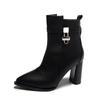Autumn Women' Ankle Boots Chunky High Heel Short Boots Fashion Pointed Fashion Side Zipper Platform White Boots Botas De Mujer
