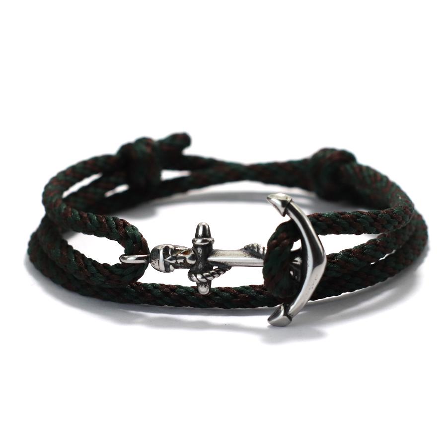 Navy Style Silver Anchor Bracelet Handmade Braided Multi-Layer Braslet Nautical Surf Viking Colorful Rope Couple Jewelry