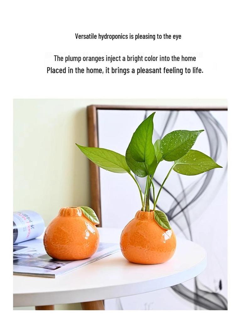 Керамическая ваза в деревенском стиле оранжевого цвета для гидропонной плюща и настольного украшения