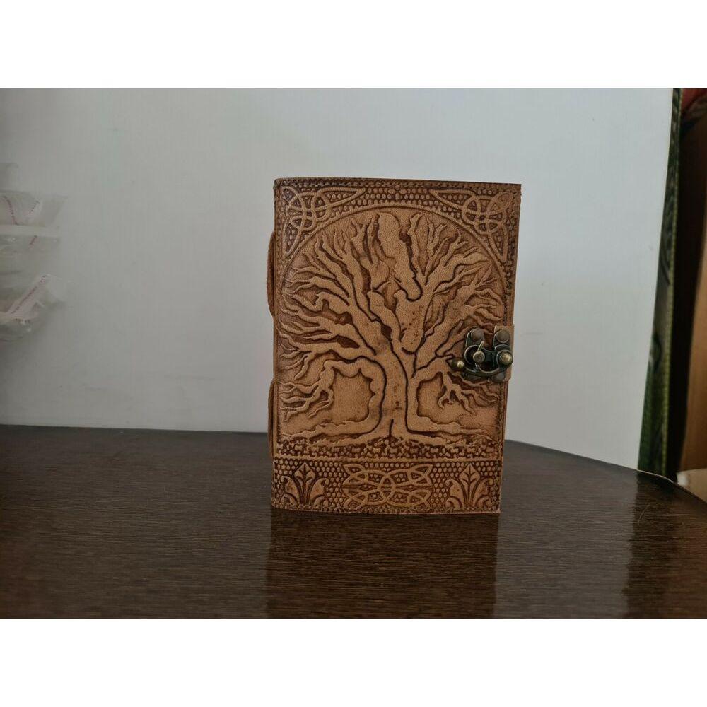 Handmade Leather Journal Diary Celtic Tree of Life Book of Shadow Wicca Vintage