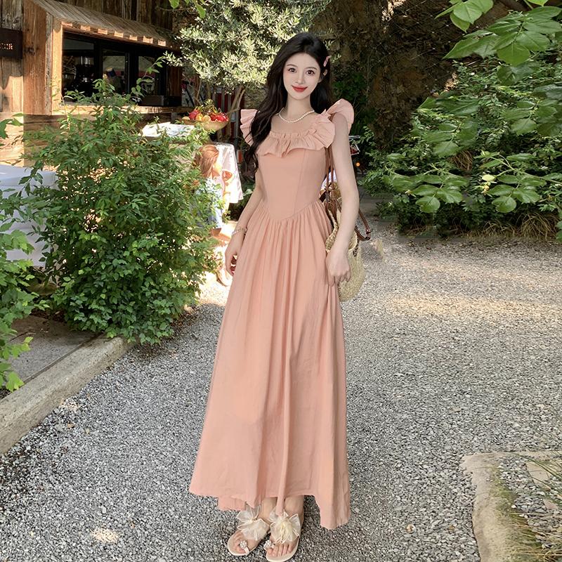 Милое и элегантное длинное шифоновое платье с краем в виде листьев лотоса для женщин больших размеров летом