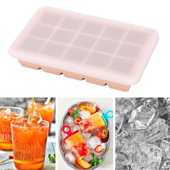 Силиконовый лоток для льда Yousheng с крышкой, 15 ячеек, легкосъемная форма для льда для морозильника, большой производитель кубиков льда для коктейлей на основе виски