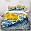 Пододеяльник Укиё-э Комплект Королевский Размер Королева Полный Размер Тема Волна Полиэстер Комплект Постельного Белья Гора Фудзи Экзотический Абстрактный Стиль