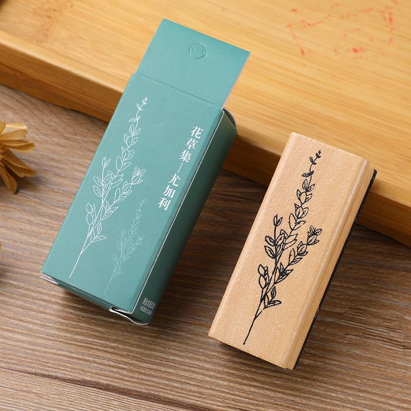 1 шт. Изысканный цветок трава растения деревянный штамп креативная тема природы скрапбук журнал шаблон печать дневник альбом украшение своими руками