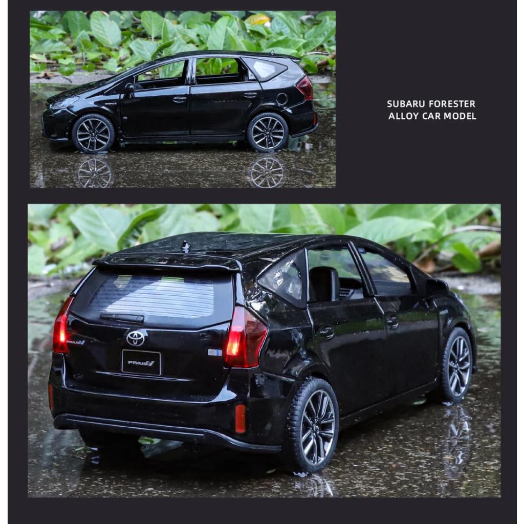 1/32 Scale TOYOTA PRIUS Alloy Car Toy Diecast Model Sound & Light Pull Back Toy Car Center Console Decorative Ornaments Gift for Kid
