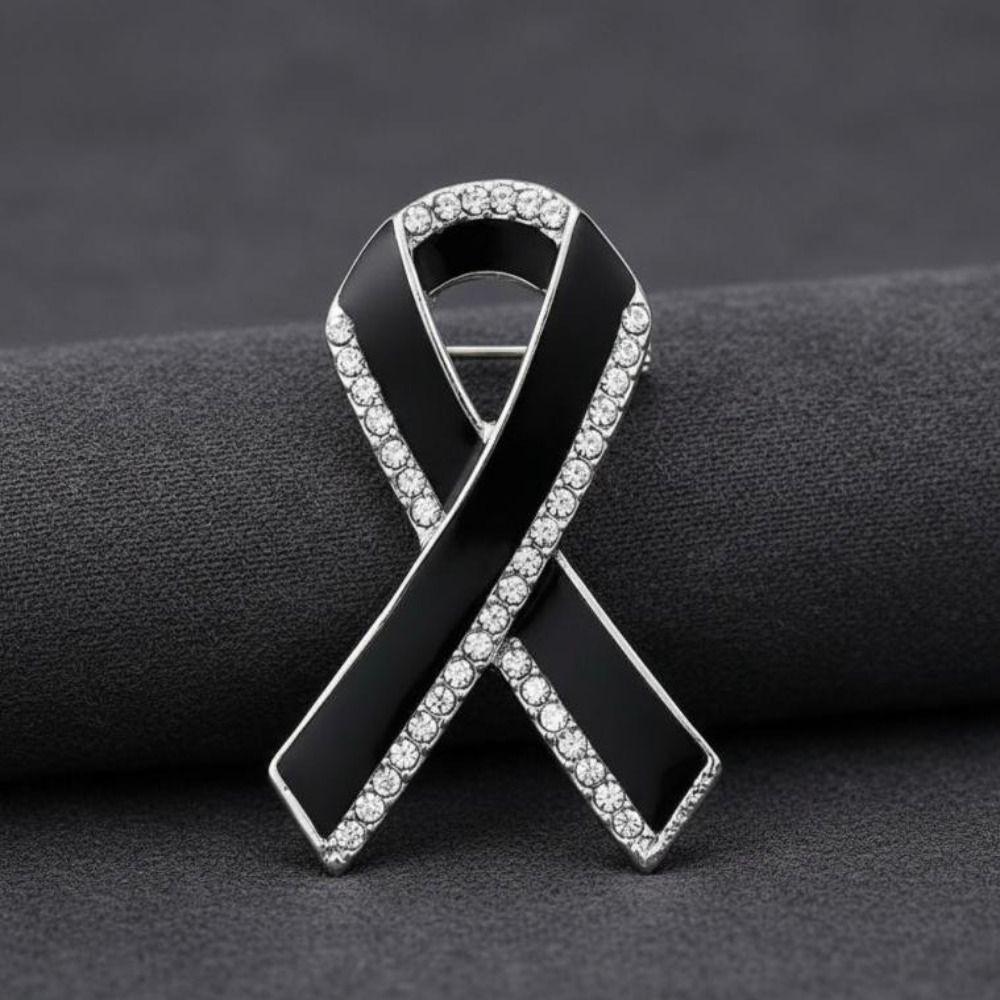 Черный Мемориальный Черный Значок Королева Сувенир Траурный Значок Стразы Похороны Черная Лента Брошь Булавка Для Похорон и Траура