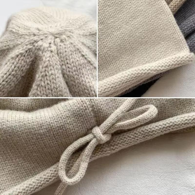Drawstring Baggy Slouchy Beanie Bonnet For Women Autumn Winter Ear Keep Warm Skullies Cap Fashion Girl Kint Woolen Hat