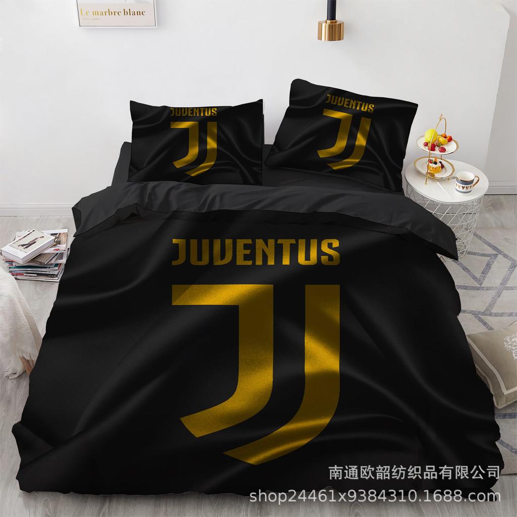 Size 3D Printed Football Club Standard Bedding Three-Piece Quilt Cover Pillowcase