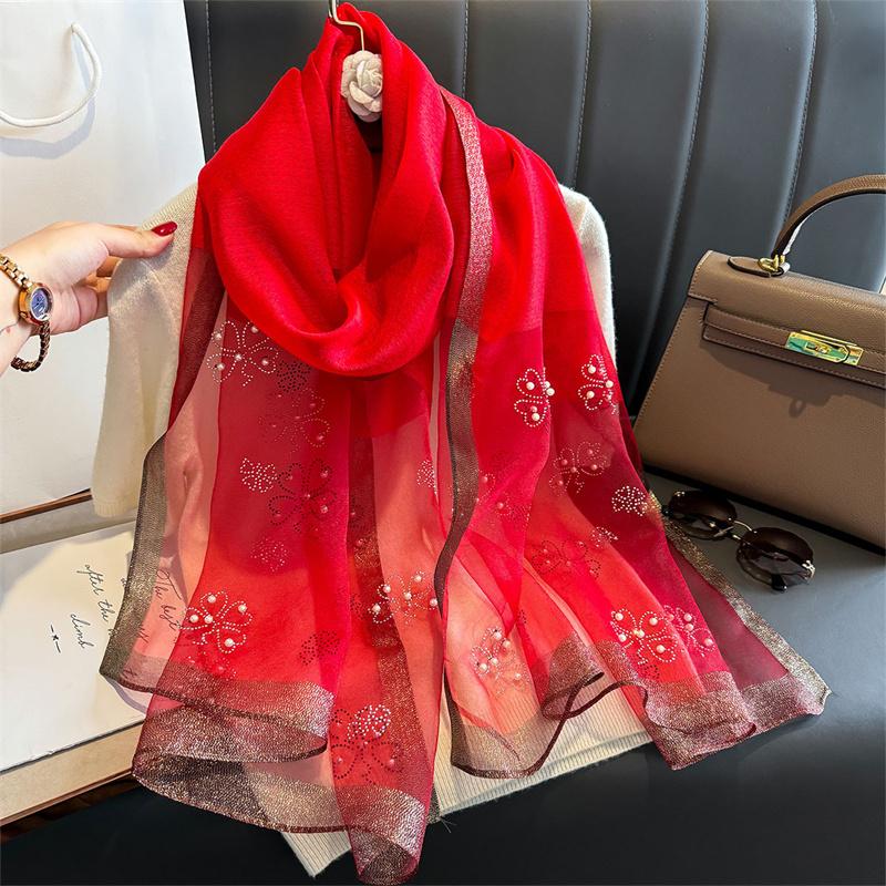 Роскошный блестящий кружевной шарф шелковый женский хиджаб мягкие шерстяные шали и палантины большой цветок тонкие шарфы фуляр женский буфанда новый
