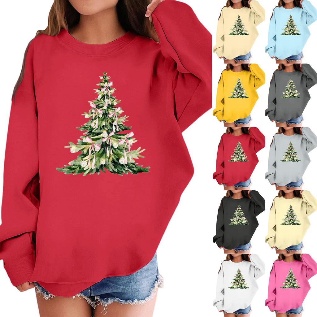 Children's Fashionable Casual Long-sleeved Loose Christmas Print Pullover Sweatshirt