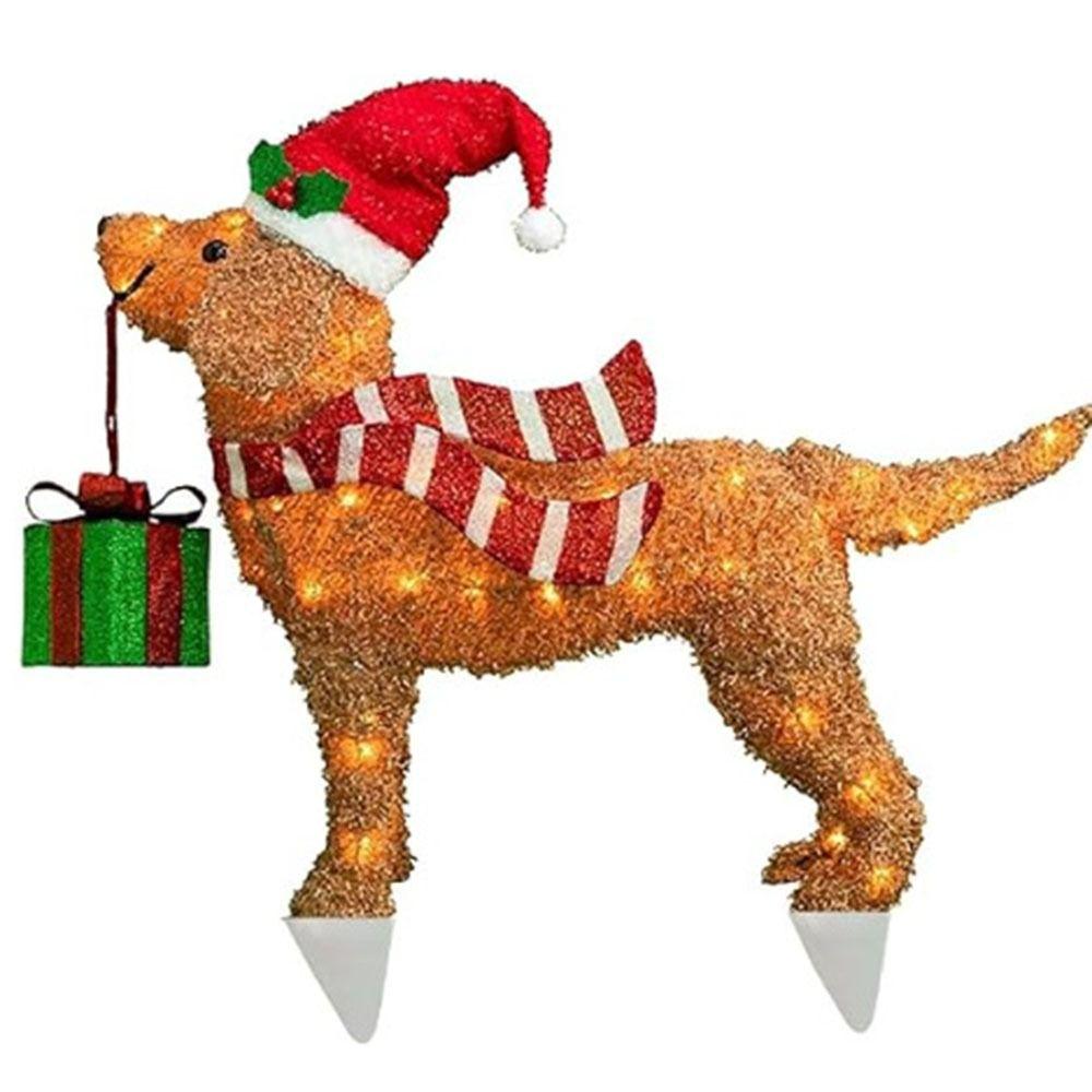 New Realistic Christmas Light-Up Ornaments Acrylic Creative Yard Sculpture Light With Light Christmas Dog Light String