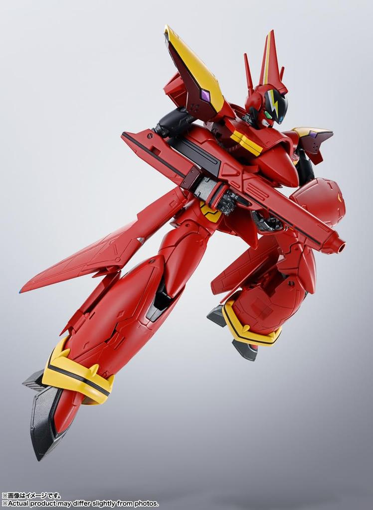 TAMASHII NATIONS HI-METAL R Macross 7 VF-19 Kai Fire Valkyrie, Approximately 150mm, PVC, ABS, and Die-cast Pre-painted Action Figure